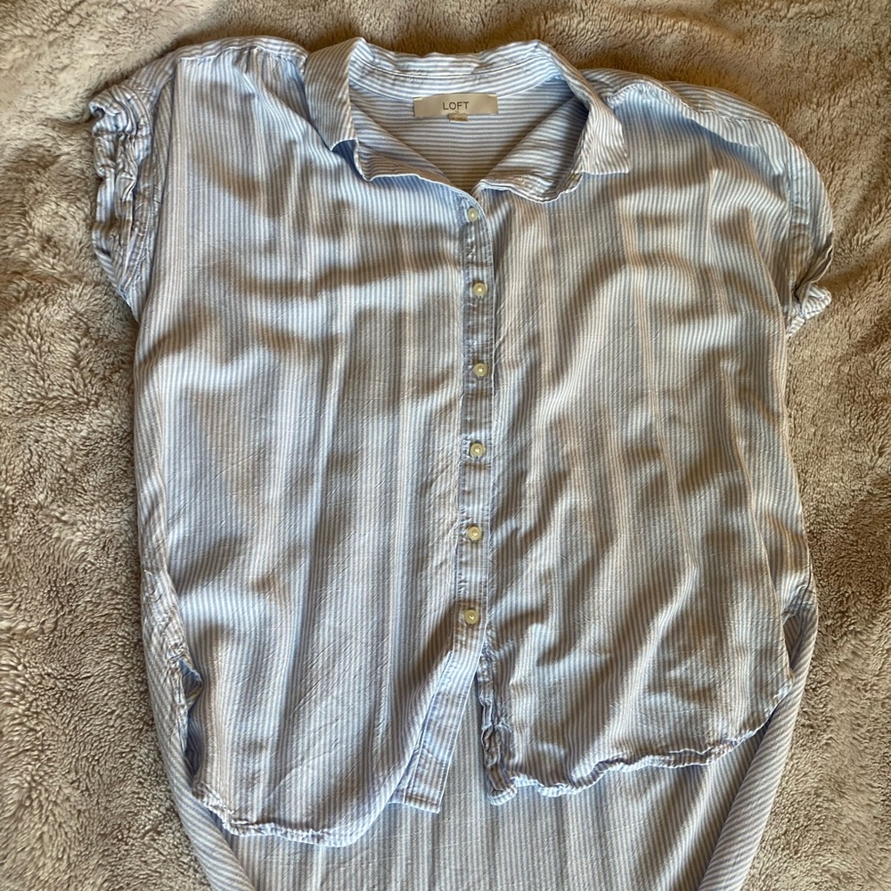 Loft Asymmetrical Striped Blouse